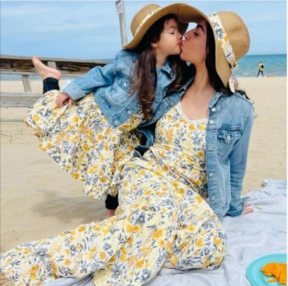 New Joie Mommy and Me Floral V Neck Maxi Dress in Yellow Grey Women's Size 6